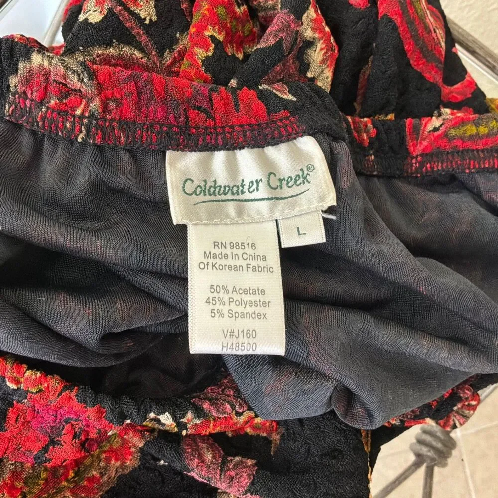 Coldwater Creek Maxi skirt women’s size L  VTG Boho Elastic Waist Dark floral